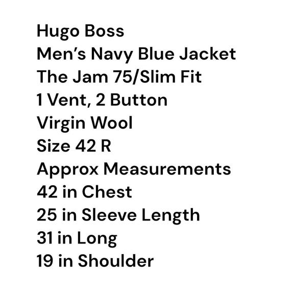 Hugo Boss Men's Jacket Navy Blue 42R The Jam75 Slim Fit Virgin Wool - Picture 3 of 16